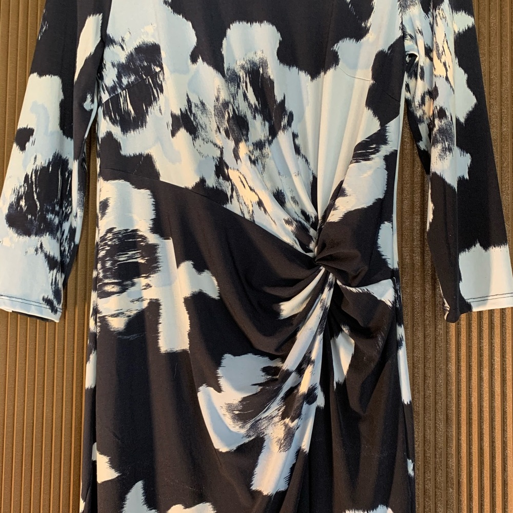 Excellent INC Navy & sky blue abstract print dress - Picture 4 of 5